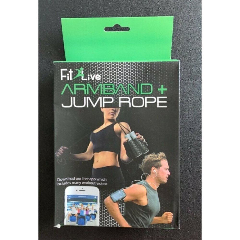 Fit2Live Jump Rope + Armband, Adjustable and Comfortable Rubber Handles